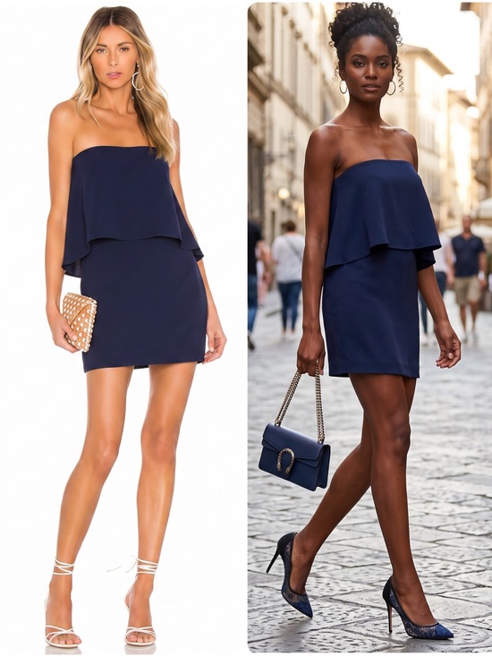 Amanda Uprichard Dresses & Skirts - Amanda Uprichard Topanga Navy Strapless Layered Overlay Mini Dress $216